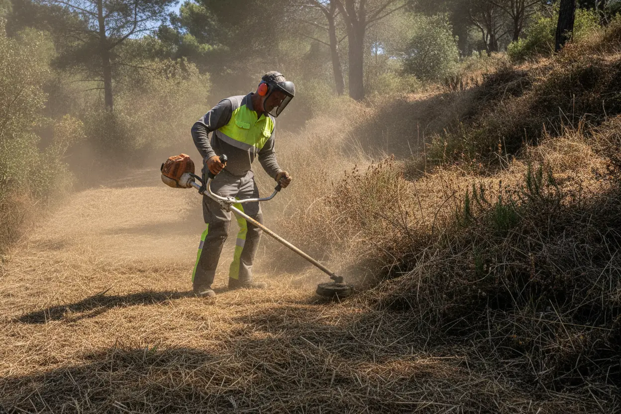 Débroussaillage d'un terrain en frange agricole à Saleilles