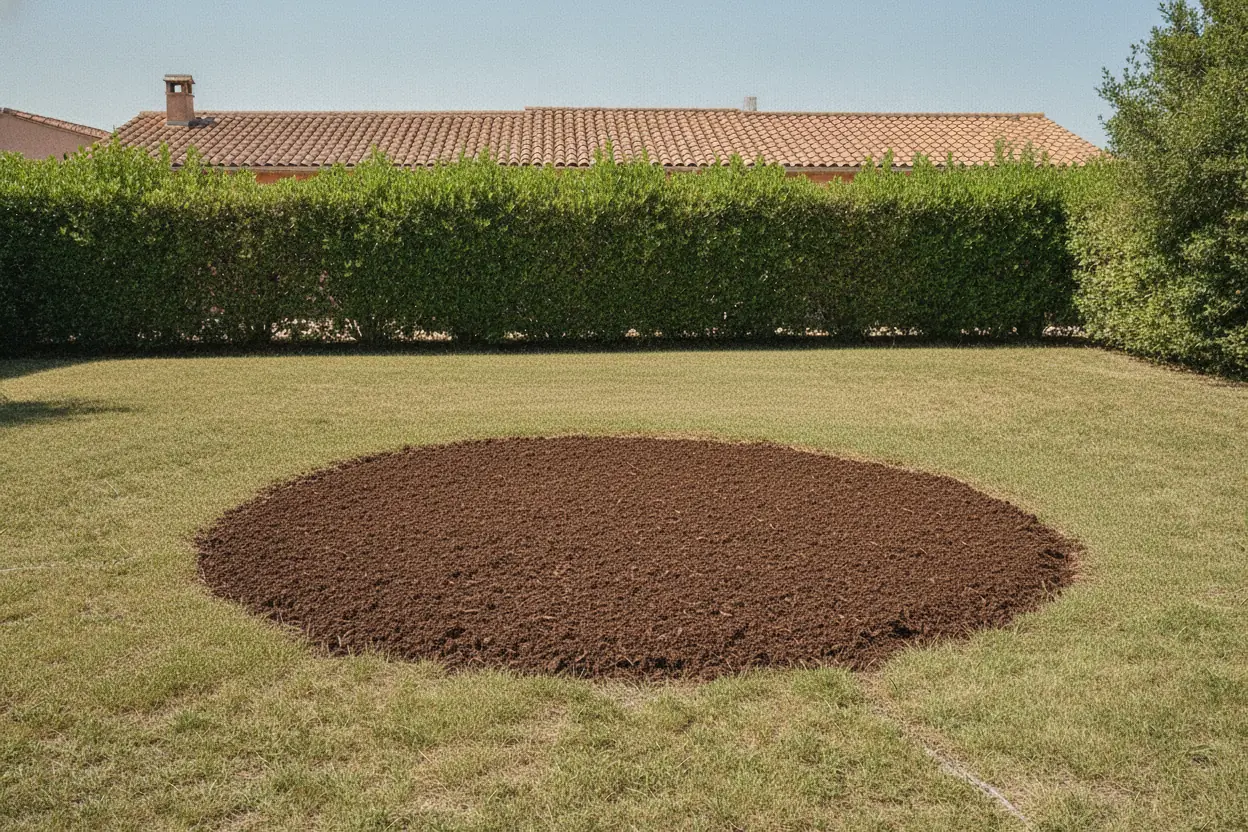 Terrain nivelé et comblé prêt pour une terrasse à Perpignan