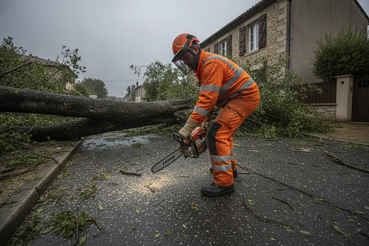 Intervention d'urgence après tempête sur un arbre à Saleilles
