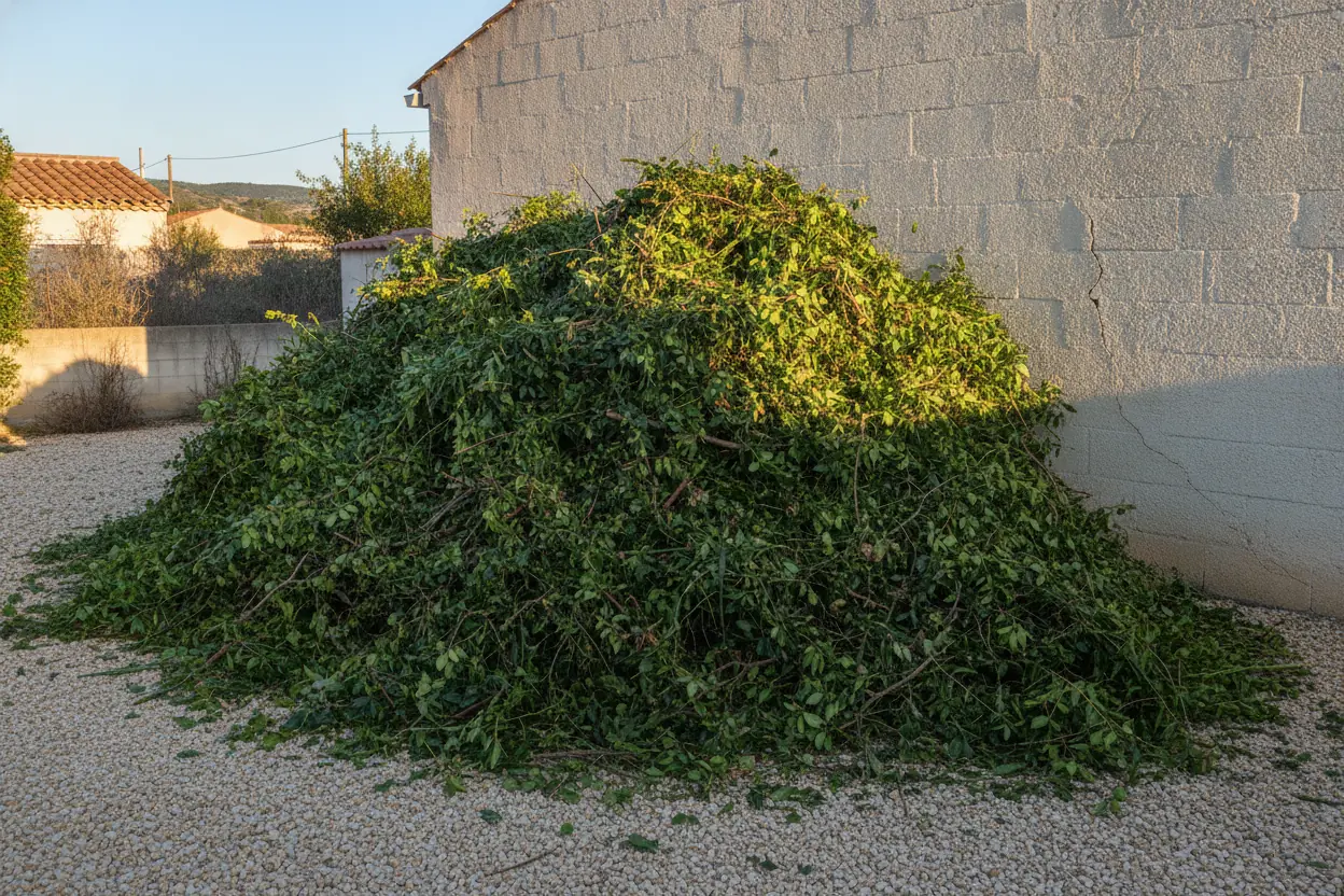 Branchages entassés avant évacuation à Saint-Jacques