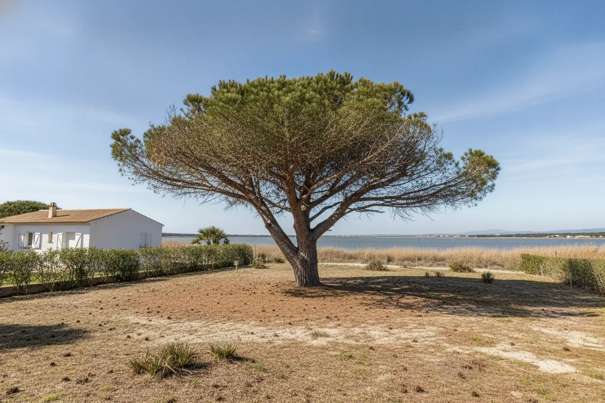 Pin parasol éclairci après élagage à Canet-en-Roussillon